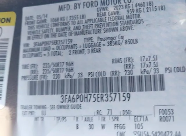 3FA6P0H75ER357159 2014 2014 Ford Fusion- SE 9