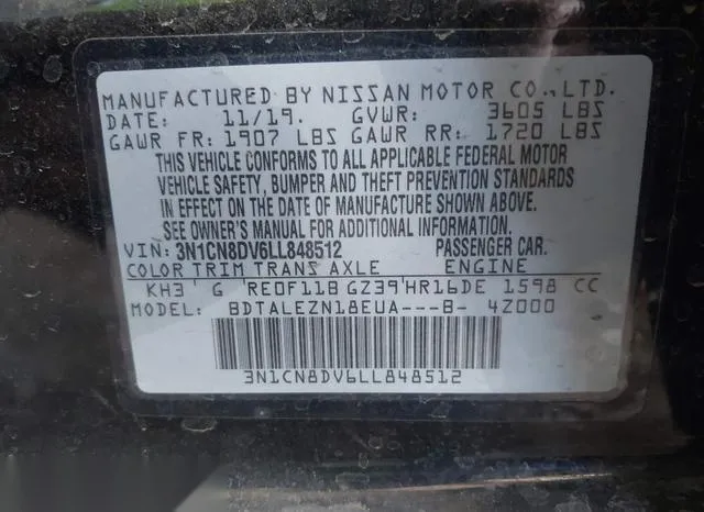 3N1CN8DV6LL848512 2020 2020 Nissan Versa- S Xtronic Cvt 9