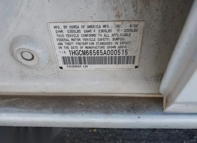 1HGCM66565A000515 2005 2005 Honda Accord- 3-0 EX 9