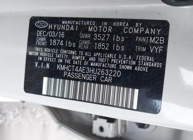 KMHCT4AE3HU263220 2017 2017 Hyundai Accent- SE 9