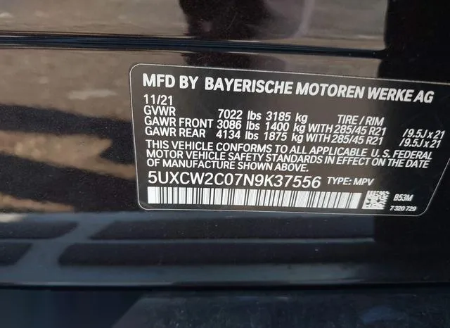 5UXCW2C07N9K37556 2022 2022 BMW X7- Xdrive40I 9