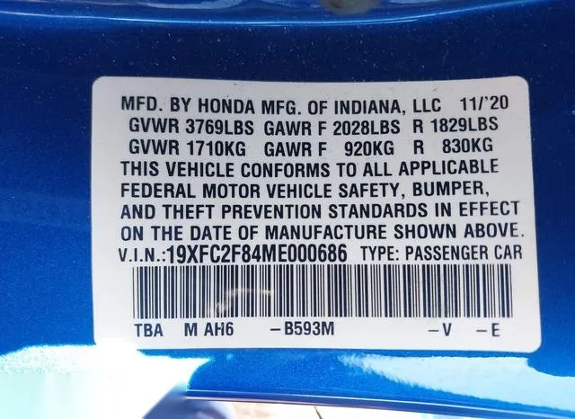 19XFC2F84ME000686 2021 2021 Honda Civic- Sport 9