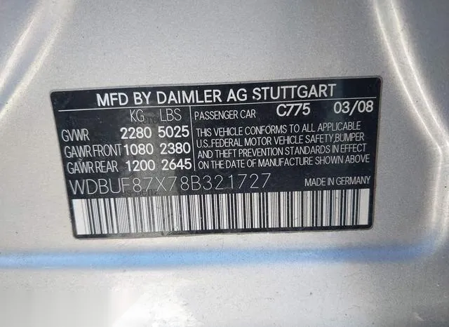 WDBUF87X78B321727 2008 2008 Mercedes-Benz E 350- 4Matic 9