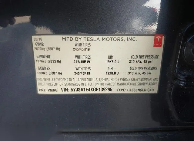 5YJSA1E4XGF139295 2016 2016 Tesla Model S- 90D/P100D/P85D/P90D 9