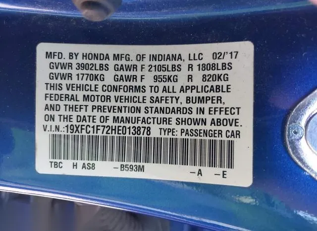 19XFC1F72HE013878 2017 2017 Honda Civic- Ex-L 9