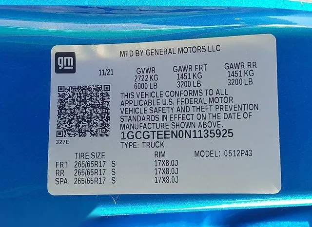 1GCGTEEN0N1135925 2022 2022 Chevrolet Colorado- ZR2 9