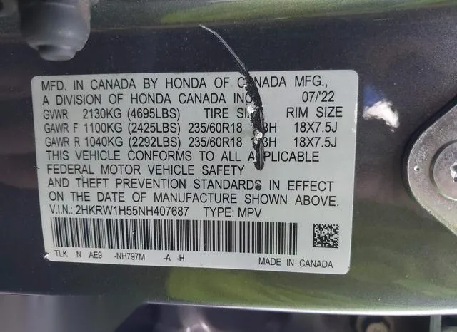 2HKRW1H55NH407687 2022 2022 Honda CR-V- 2Wd Ex 9