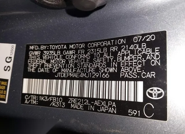 JTDEPMAE4MJ129166 2021 2021 Toyota Corolla- LE 9