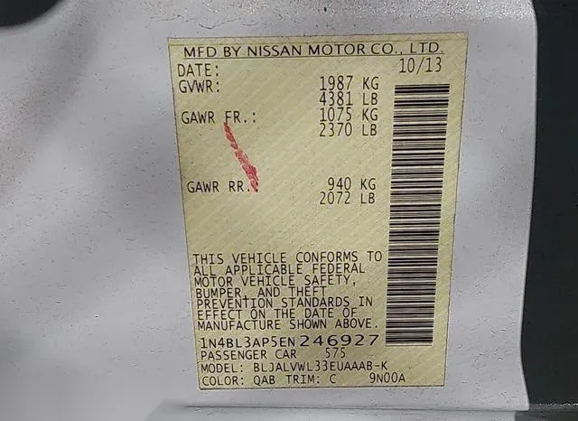 1N4BL3AP5EN246927 2014 2014 Nissan Altima- 3-5 SL 9