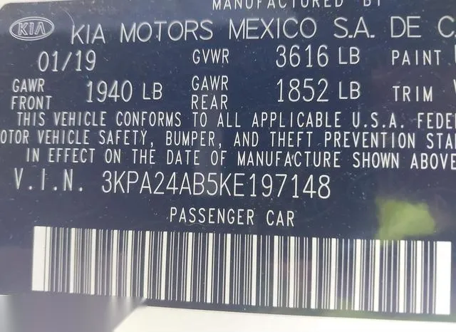 3KPA24AB5KE197148 2019 2019 KIA Rio- S 9