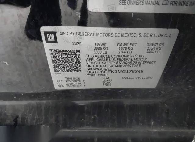 3GTP8CEK3MG179249 2021 2021 GMC Sierra- 1500 2Wd  Short Box 9