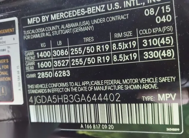 4JGDA5HB3GA644402 2016 2016 Mercedes-Benz GLE 350- 4Matic 9