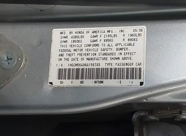 1HGCM56496A156745 2006 2006 Honda Accord- 2-4 LX 9