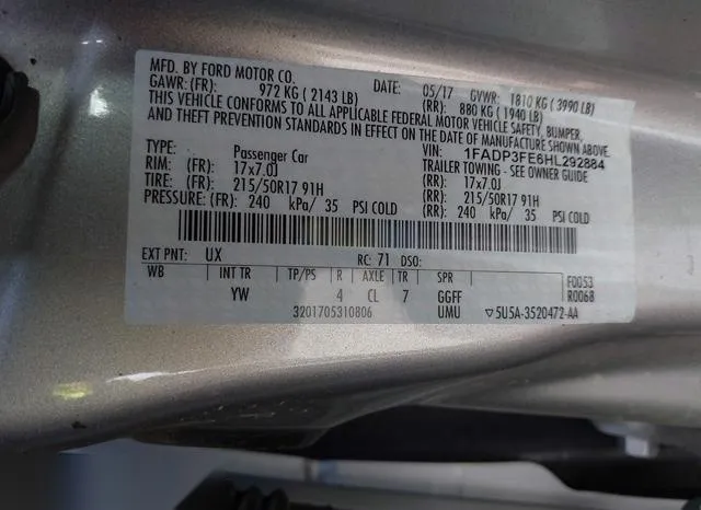 1FADP3FE6HL292884 2017 2017 Ford Focus- SE 9