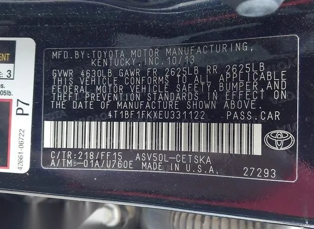 4T1BF1FKXEU331122 2014 2014 Toyota Camry- SE 9