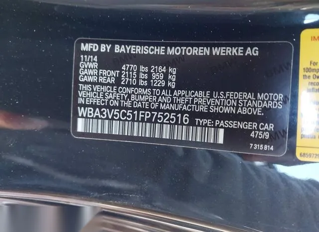 WBA3V5C51FP752516 2015 2015 BMW 4 Series- 428I 9