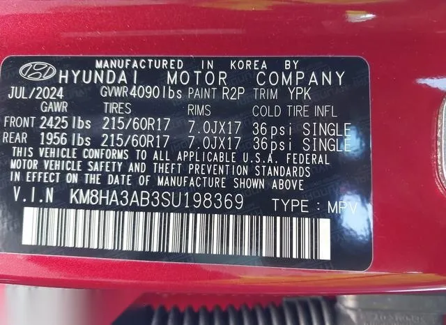 KM8HA3AB3SU198369 2025 2025 Hyundai Kona- SE 9