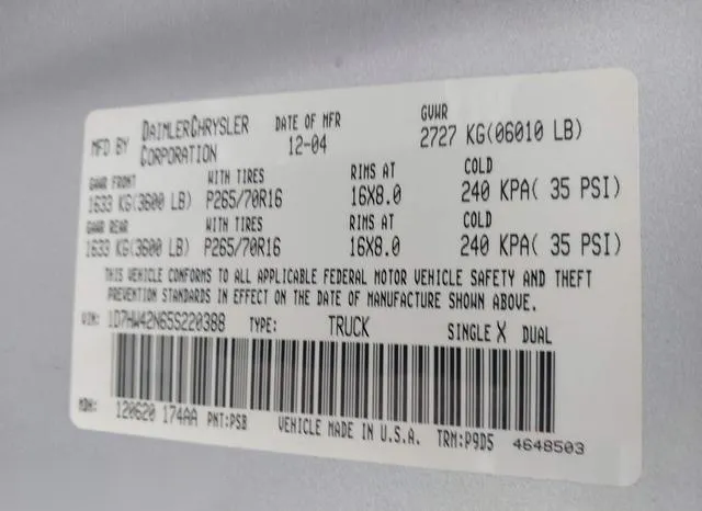 1D7HW42N65S220388 2005 2005 Dodge Dakota- Slt 9