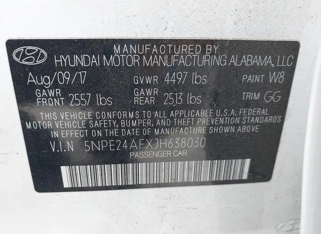 5NPE24AFXJH638030 2018 2018 Hyundai Sonata- SE 9