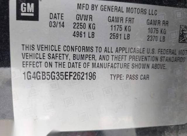 1G4GB5G35EF262196 2014 2014 Buick Lacrosse- Leather Group 9