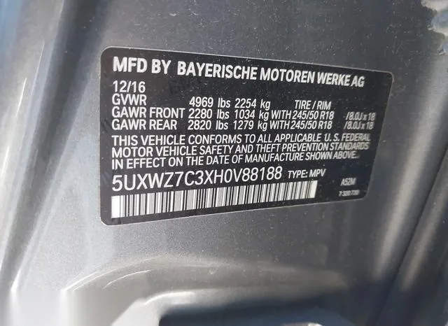 5UXWZ7C3XH0V88188 2017 2017 BMW X3- Sdrive28I 9