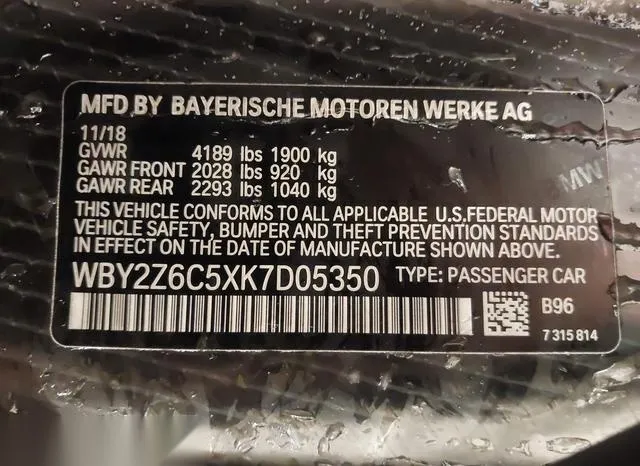 WBY2Z6C5XK7D05350 2019 2019 BMW I8 9