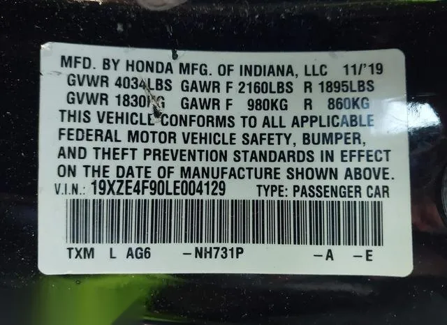 19XZE4F90LE004129 2020 2020 Honda Insight- Touring 9