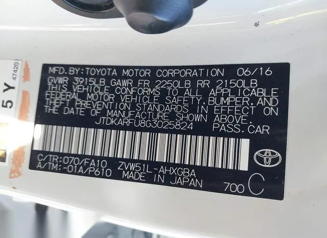 JTDKARFU8G3025824 2016 2016 Toyota Prius- Three 9