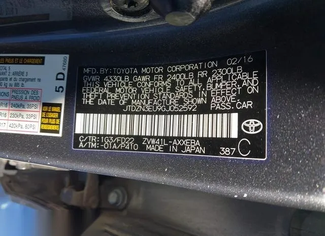 JTDZN3EU9GJ052592 2016 2016 Toyota Prius- V Two 9