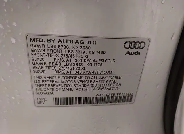 WA1LGAFE1BD007448 2011 2011 Audi Q7- 3-0T Premium 9