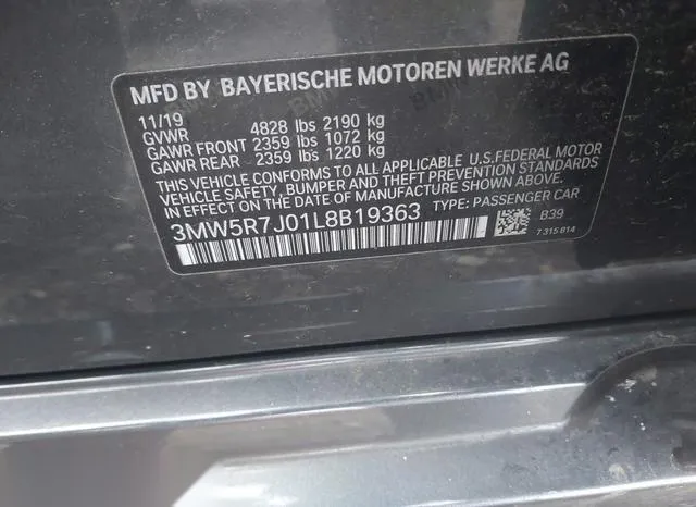 3MW5R7J01L8B19363 2020 2020 BMW 3 Series- 330I Xdrive 9