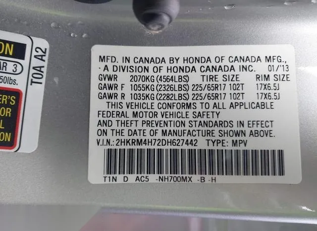 2HKRM4H72DH627442 2013 2013 Honda CR-V- Ex-L 9