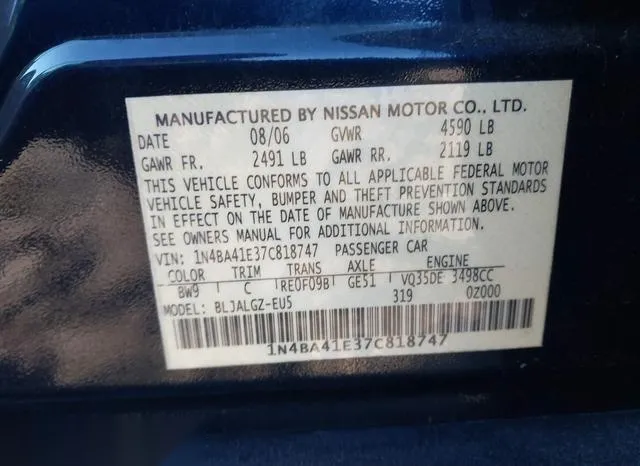 1N4BA41E37C818747 2007 2007 Nissan Maxima- 3-5 SL 9