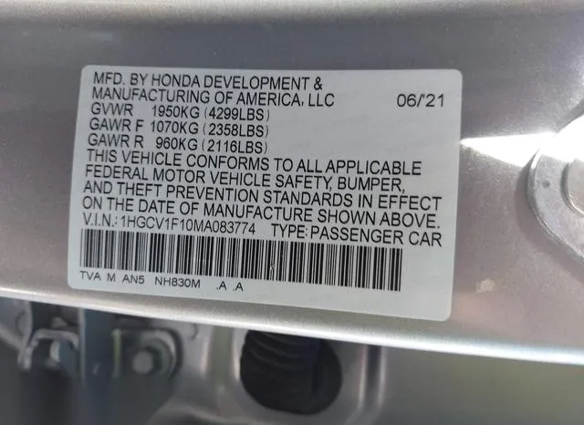 1HGCV1F10MA083774 2021 2021 Honda Accord- LX 9