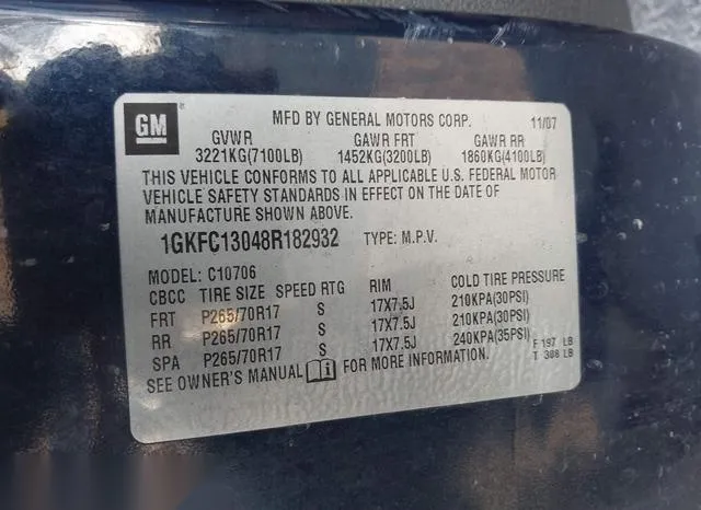 1GKFC13048R182932 2008 2008 GMC Yukon- Sle 9