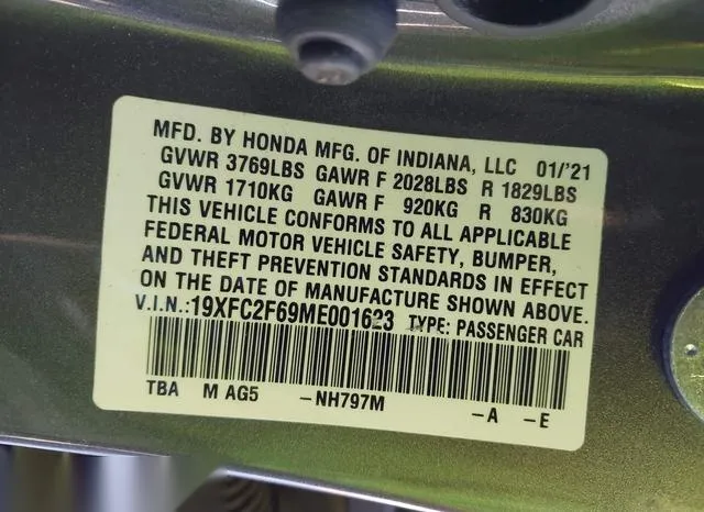 19XFC2F69ME001623 2021 2021 Honda Civic- LX 9