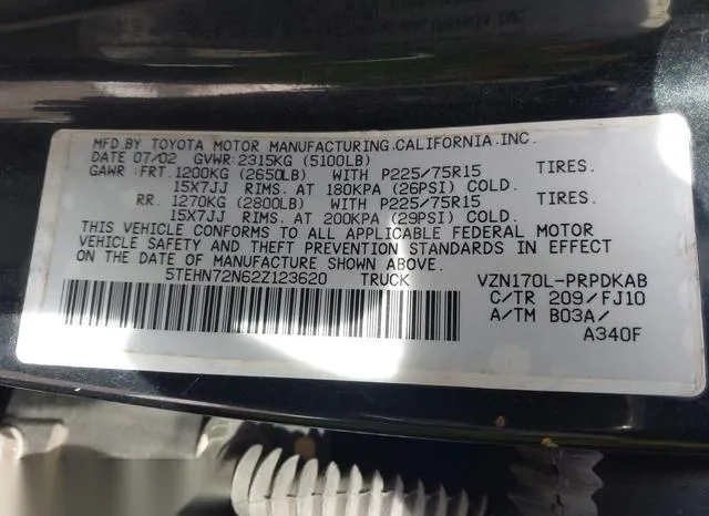 5TEHN72N62Z123620 2002 2002 Toyota Tacoma- Base V6 9