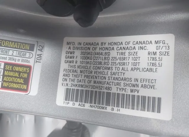 2HKRM3H73DH521480 2013 2013 Honda CR-V- Ex-L 9