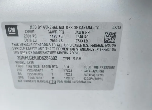 2GNFLCEK0D6284392 2013 2013 Chevrolet Equinox- LS 9