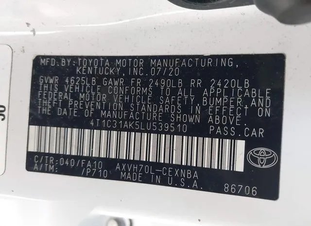 4T1C31AK5LU539510 2020 2020 Toyota Camry- Le Hybrid 9