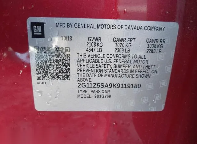 2G11Z5SA9K9119180 2019 2019 Chevrolet Impala- LT 9