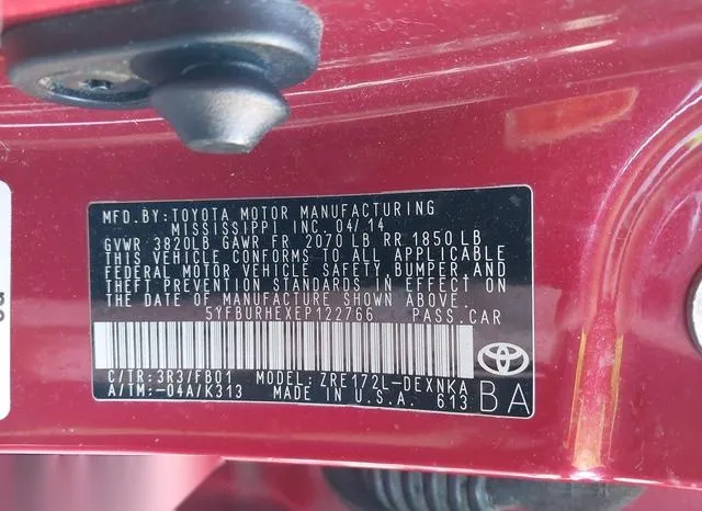 5YFBURHEXEP122766 2014 2014 Toyota Corolla- LE 9