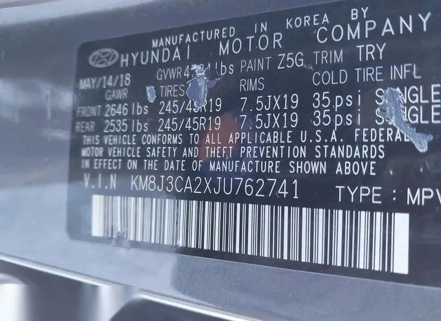 KM8J3CA2XJU762741 2018 2018 Hyundai Tucson- Value 9