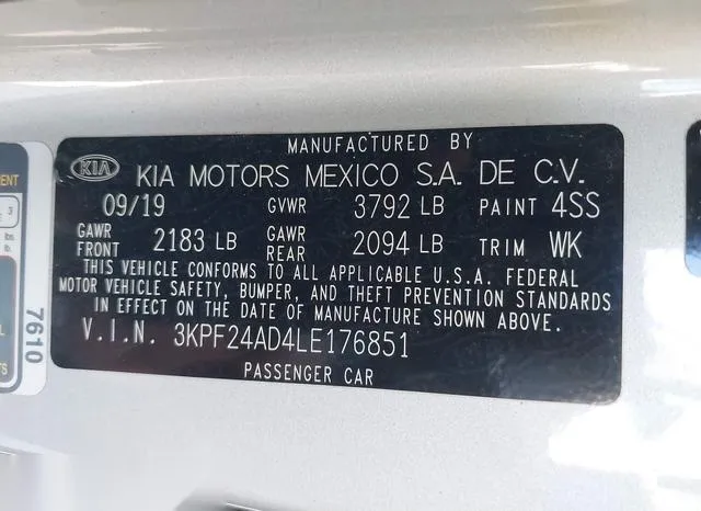 3KPF24AD4LE176851 2020 2020 KIA Forte- Lxs 9