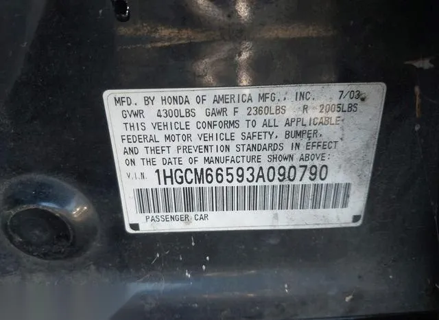 1HGCM66593A090790 2003 2003 Honda Accord- 3-0 EX 9