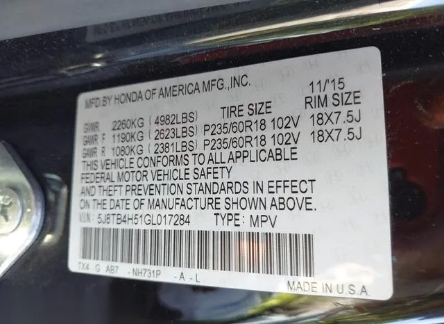 5J8TB4H51GL017284 2016 2016 Acura RDX- Technology   Acurawa 9