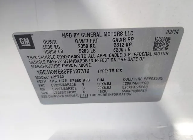 1GC1KWE86FF107379 2015 2015 Chevrolet Silverado 2500- HD Ltz 9