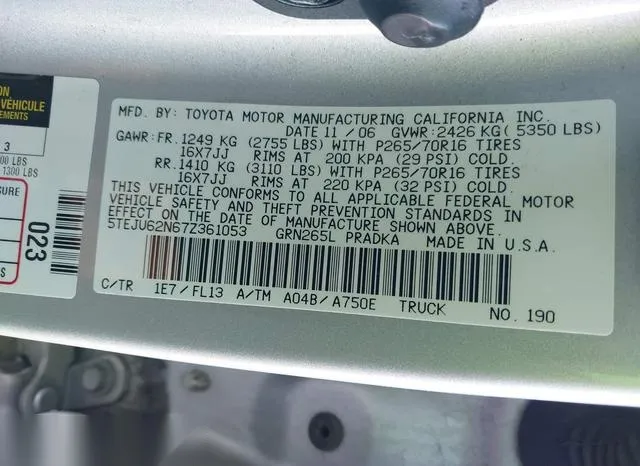 5TEJU62N67Z361053 2007 2007 Toyota Tacoma- Double Cab Preru 9