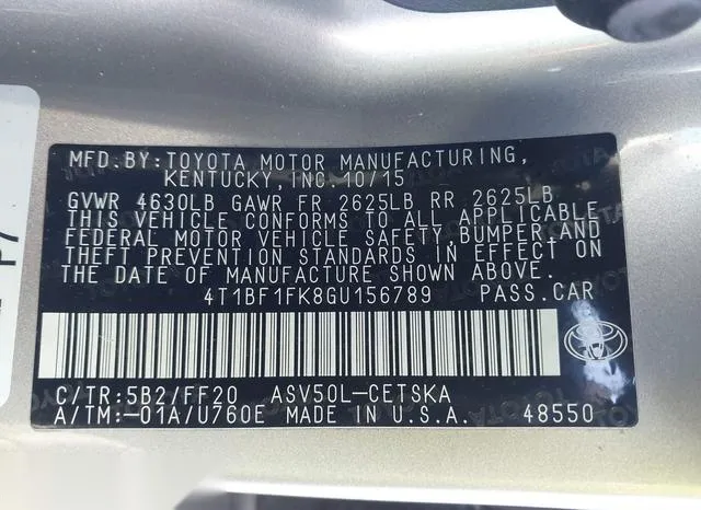 4T1BF1FK8GU156789 2016 2016 Toyota Camry- SE 9