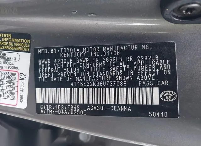 4T1BE32K96U737088 2006 2006 Toyota Camry- LE 9